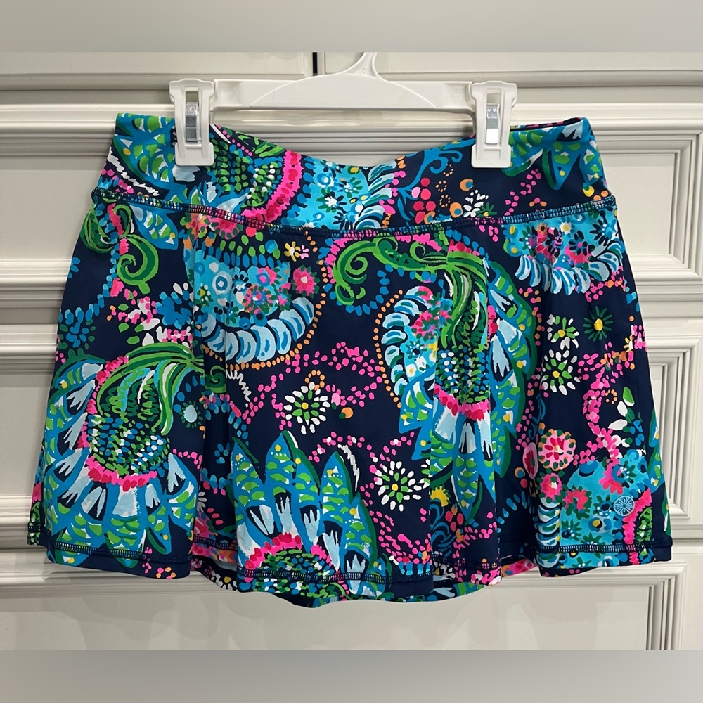 EUC Lilly Pulitzer Aila Luxletic Skort Take Me To the Sea Small Blue Green Pink